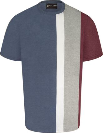 KAM Jeanswear Mens Cut and Saw Vertical Stripe SS T-Shirt - Blue - 8XL