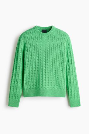 H&M Zopfpullover in Regular Fit - Green
