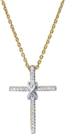 LuvMyJewelry Corvielle Cross 0.1 Ct 14K Gold Diamond Pendant