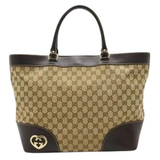 Gucci Pre-owned Tote Bags, female, Beige, Size: ONE SIZE Pre-owned Vintage Canvas Tote