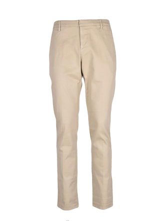 Dondup Straight-Leg Beige Trousers with Zip Closure and Versatile Design