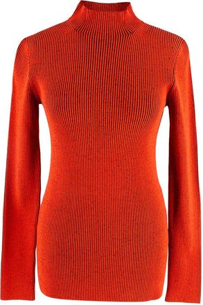 Proenza Schouler Proenza Orange Ribbed Knit High Neck Top Size M
