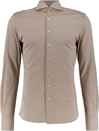Profuomo Casual Shirts - Heren - Casual Overhemden - Beige - 2XL - Overhemden