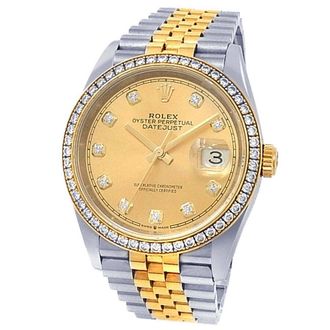 Rolex Pre-owned Rolex Datejust Automatic Chronometer Diamond Champagne Dial Mens Watch 126283RBR