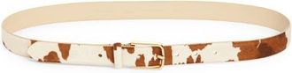 Nordstrom Yvette Genuine Calf Hair Belt in Brown White Cow- Gold at Nordstrom, Size X-Small