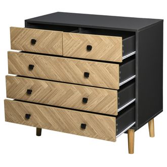 HOMCOM Cassettiera Per Camera Da Letto In Legno Stile Vintage Industriale