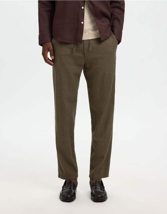 Selected Pantaloni color bosco notte-Verde