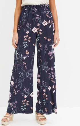 Bonprix Jerseyhose BONPRIX Jersey-Hose aus luftigem Cr&ecirc;pe, Damen, Gr. 32/34 (XS), N-Gr, blau (dunkelblau gebl&uuml;mt), Obermaterial: 98% Polyester, 2% Elasthan, l