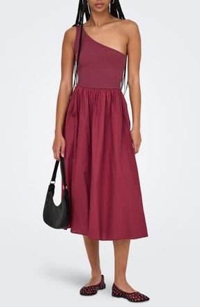 Only Iris life One-Shoulder Midi Dress in Ruby Wine at Nordstrom Rack, Size X-Small