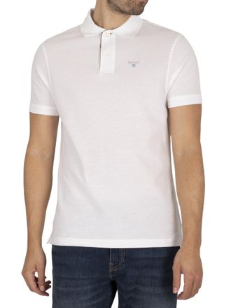 Barbour Piqu&eacute; Poloshirt Met Schotse Ruit, Wit