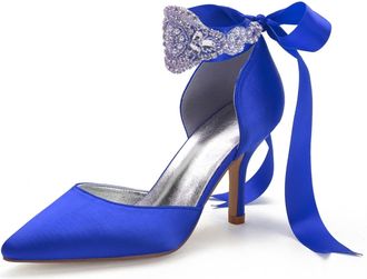 Miyoopark Women Shoes Heels for Wedding Closed Pointed Toe Evening Pumps Shoes M520 Royal Blue UK 5.5