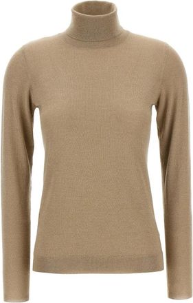 Brunello Cucinelli Sparkling Turtleneck Sweater - Dames - Cashmere truien - Beige - M - Kasjmier - Truien & Vesten