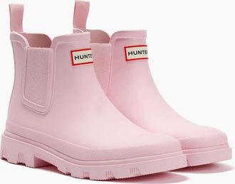 Hunter Womens Hunter Downpour Chelsea Rubber Womens Parfait Pink Wellington Boots - Size: 7