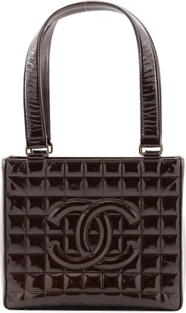 Chanel Chocolate Bar Brown Patent Leather Handbag Tote Bag (Pre-Owned)