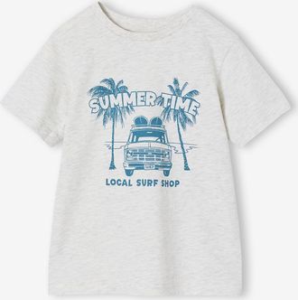 Vertbaudet T-Shirt mit Print f&uuml;r Jungen BASIC wei&szlig; meliert