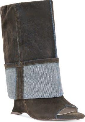 Azalea Wang Tin Cuffed Shaft Open Toe Boot in Brown at Nordstrom Rack, Size 7.5