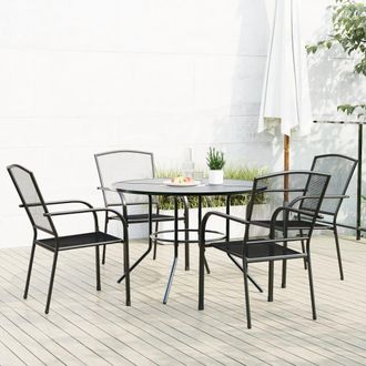 Berkfield Home Stackable Garden Chair Set 5 pcs Anthracite Powder-coated Steel in Black