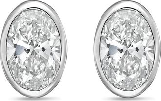 Diana M. Jewels 14Kt White Gold 6.00 cts Lab Grown Oval Diamond Bezel Studs