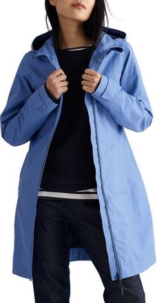 Seasalt Cornwall Coverack Waterproof Organic Cotton Blend Raincoat with Removable Hood in Bluebell at Nordstrom, Size 12 Us