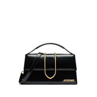 Jacquemus Black Foldover Top Handbag with Gold-tone Hardware - female - Jacquemus - Handbags - Black - ONE SIZE - Bags
