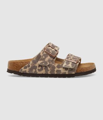 Birkenstock Mules Arizona Suede Leather Syn Leo Sandcastle