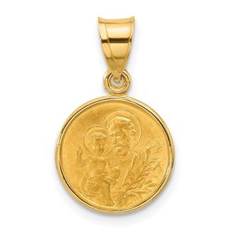 Diamond2Deal 14k Yellow Gold Polished and Satin Solid St Joseph Medal