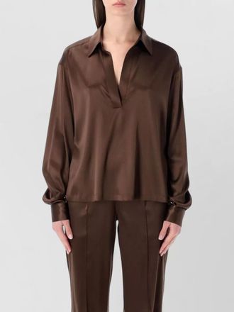 Tom Ford silk satin polo neck long sleeve top