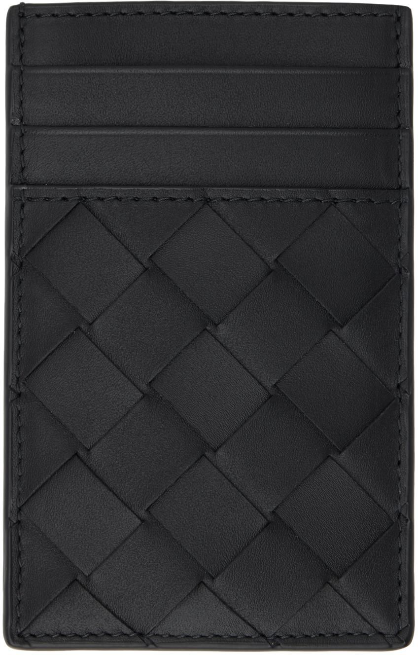 Bottega Veneta Black Intrecciato Flap Card Holder from