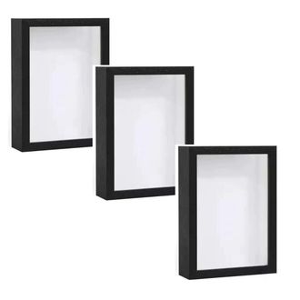 OEM Object Frames - Shadow Box Madera 3d Profundidad 3 Cm Formato A4 21x29 7 Cm - Para Fotos Arte Y Recuerdos - Negro - Paquete De 3