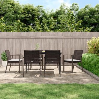 vidaXL Juego Comedor Jard&iacute;n 7 Piezas Y Cojines Rat&aacute;n Sint&eacute;tico Y Acero Vidaxl