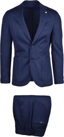 L.B.M. 1911 Blue Virgin Wool Pleated Formal Suit
