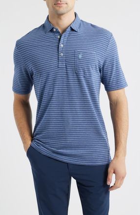 Johnnie-O Ryan Stripe Polo in Ocean Cloud at Nordstrom, Size Xx-Large