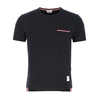Thom Browne T-Shirts, male, Blue, Size: M Navy Blue Cotton T-Shirt