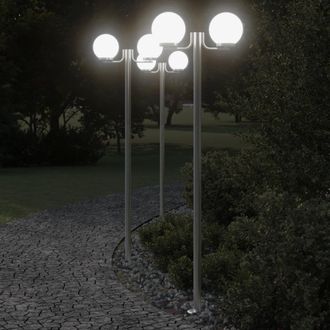 Berkfield Home Outdoor Floor Lamps 3pcs Silver 215 cm Stainless Steel