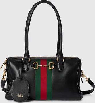 Gucci Borsetto Medium Boston Bag, Black, Leather