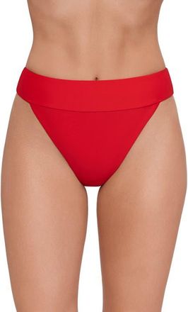 Steve Madden Banded High Leg Bikini Bottoms in Cherry Red at Nordstrom, Size X-Small