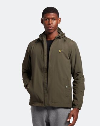 Lyle & Scott jack met rits en capuchon in olijfgroen
