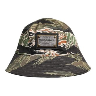 Dolce & Gabbana Hats, male, Multicolor, Size: ONE SIZE DG Plaque Wide Brim Bucket Hat