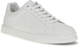 Dolce & Gabbana Mens Leather Sneakers Bianco Ottico