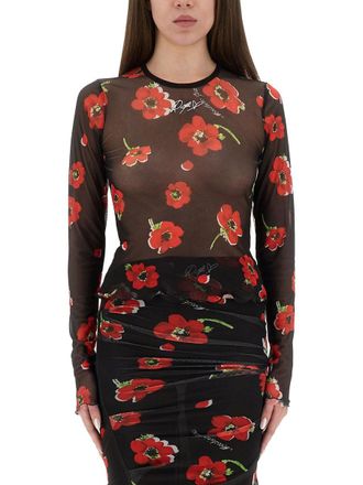 Moschino Floral Mesh Top