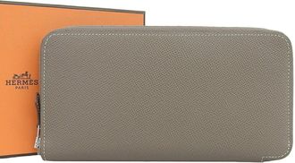 Herm&egrave;s Etoupe Gray Epsom Leather Long Wallet (Bi-Fold) (Pre-Owned)