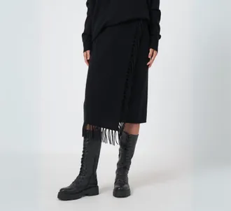 Repeat Pull On Wool Cashmere Skirt In Black