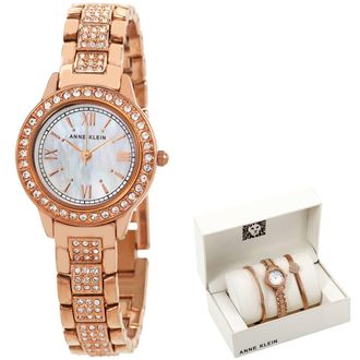 Anne Klein Crystal Mother of Pearl Dial Ladies Watch AK/1492RGST