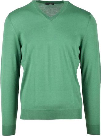 Drumohr Merino Wool V-Neck Pullover - Green