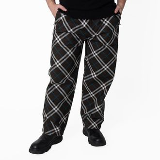 Burberry Check Print Twill Trousers, Size X-Large