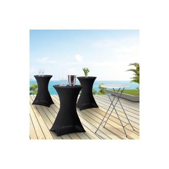 IDMarket Juego de 4 mesas altas plegables de 105 cm y 4 fundas negras