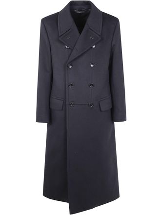 Tom Ford Mens Pure Cashmere Luxury Melton Double Breasted Officier Coat - Dark Blue Wool - Size EU 46 (Mens)