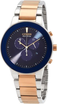 Citizen Chronograph Eco-Drive Blue Dial Mens Watch AT2244-84L