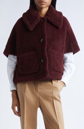 Max Mara Teddy Bear Cape in Red Purple at Nordstrom, Size Medium