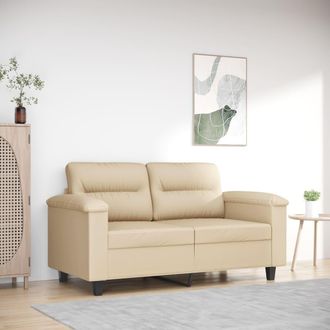 vidaXL Sof&aacute; De 2 Plazas De Tela De Microfibra Color Crema 120 Cm Vidaxl